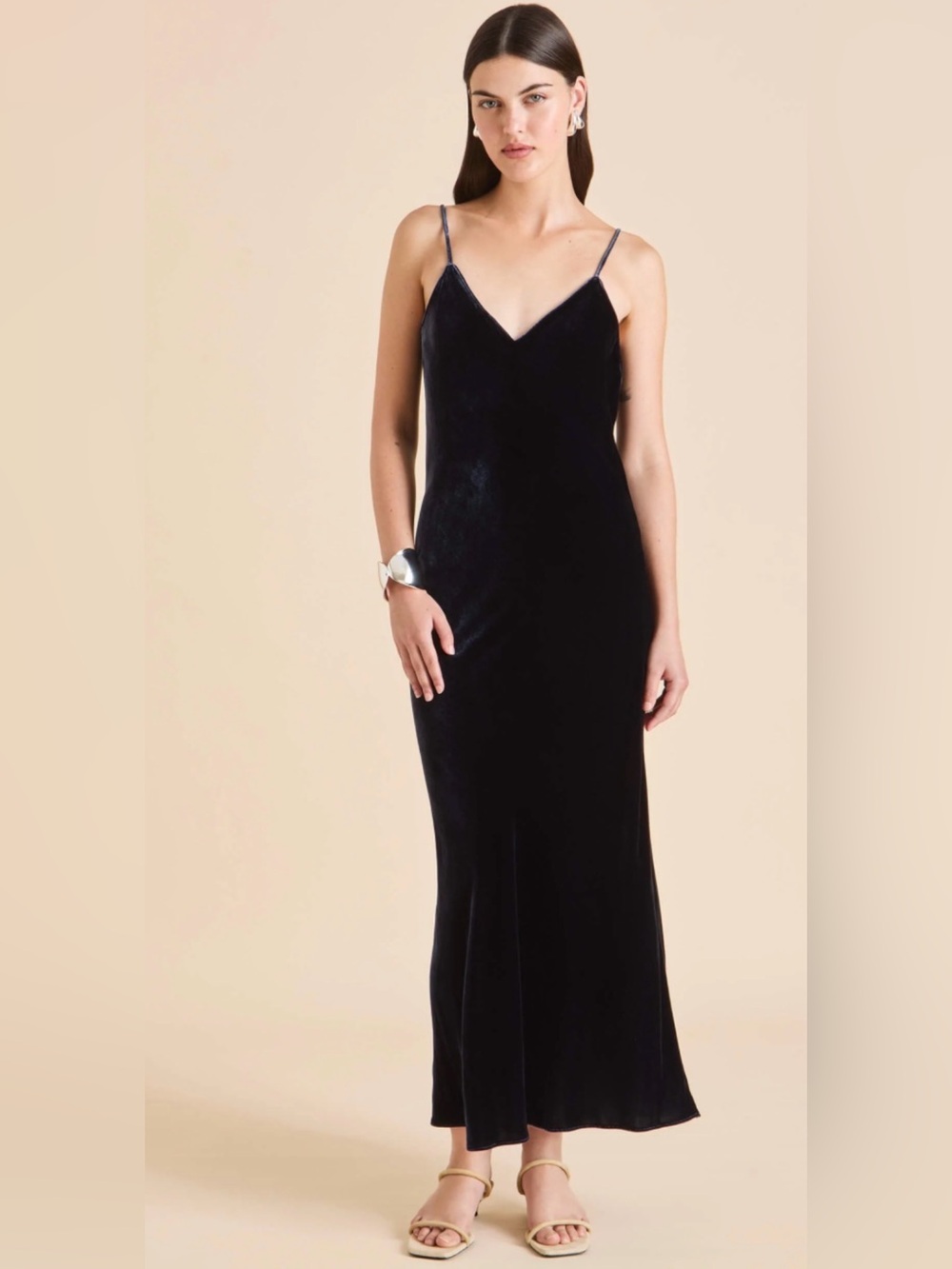 Forever 21 Deep Green Velvet V-Neck Maxi Slip Dress in medium NWT